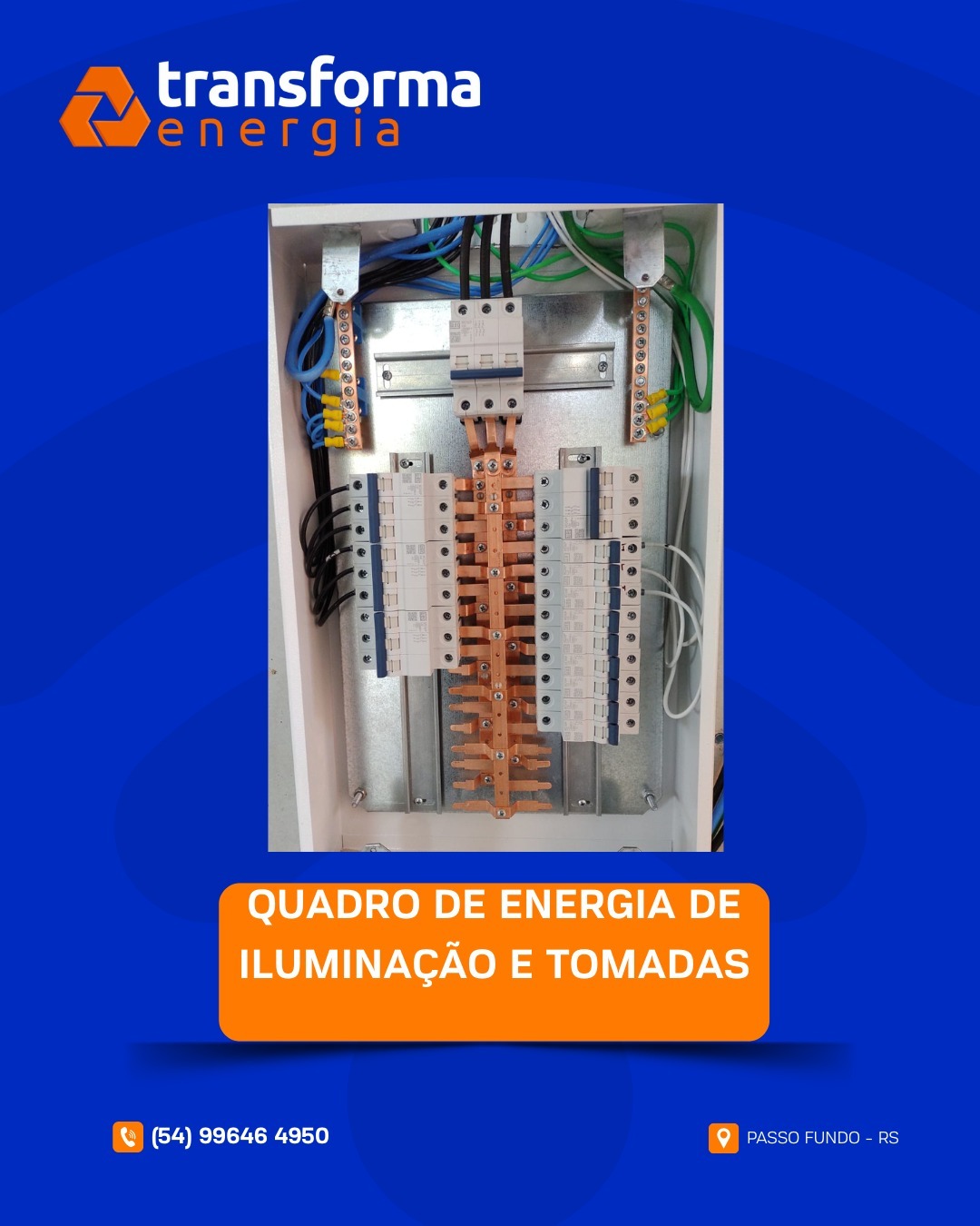 Quadro de energia de iluminação e tomadas
